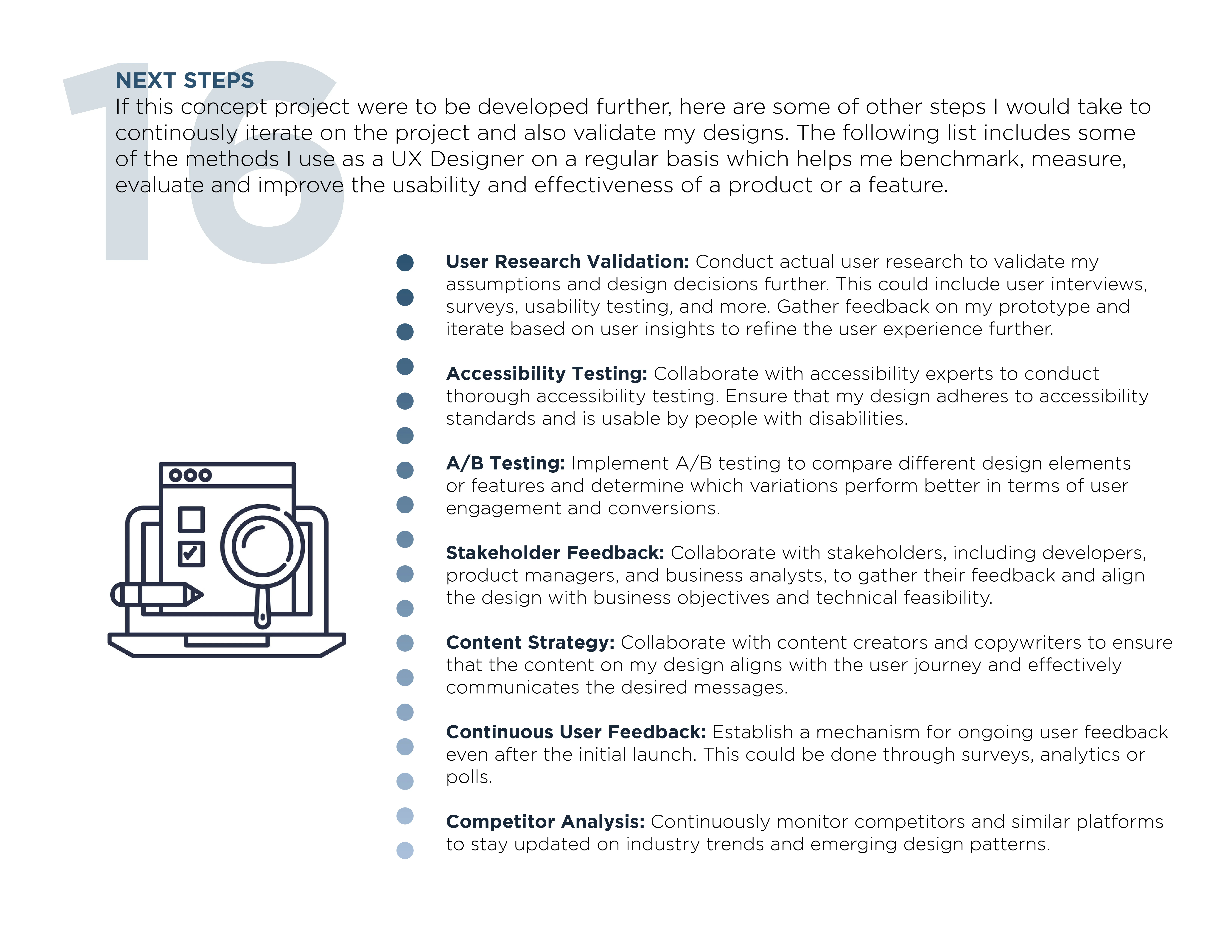 Next steps for UX project.