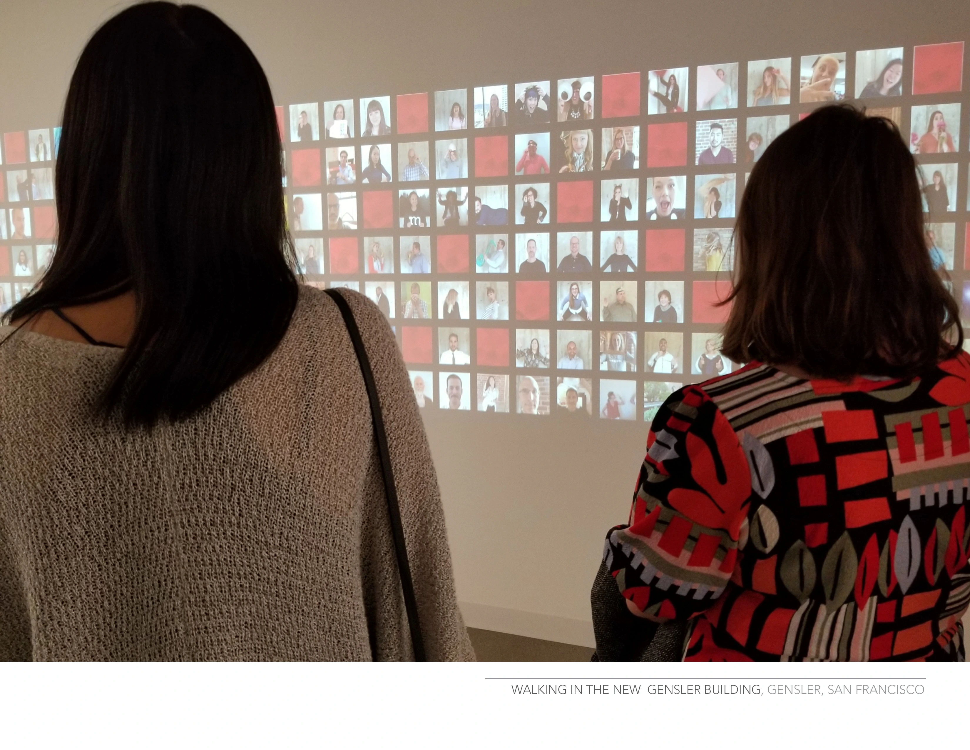 A shot of many designers on the Gensler wall.