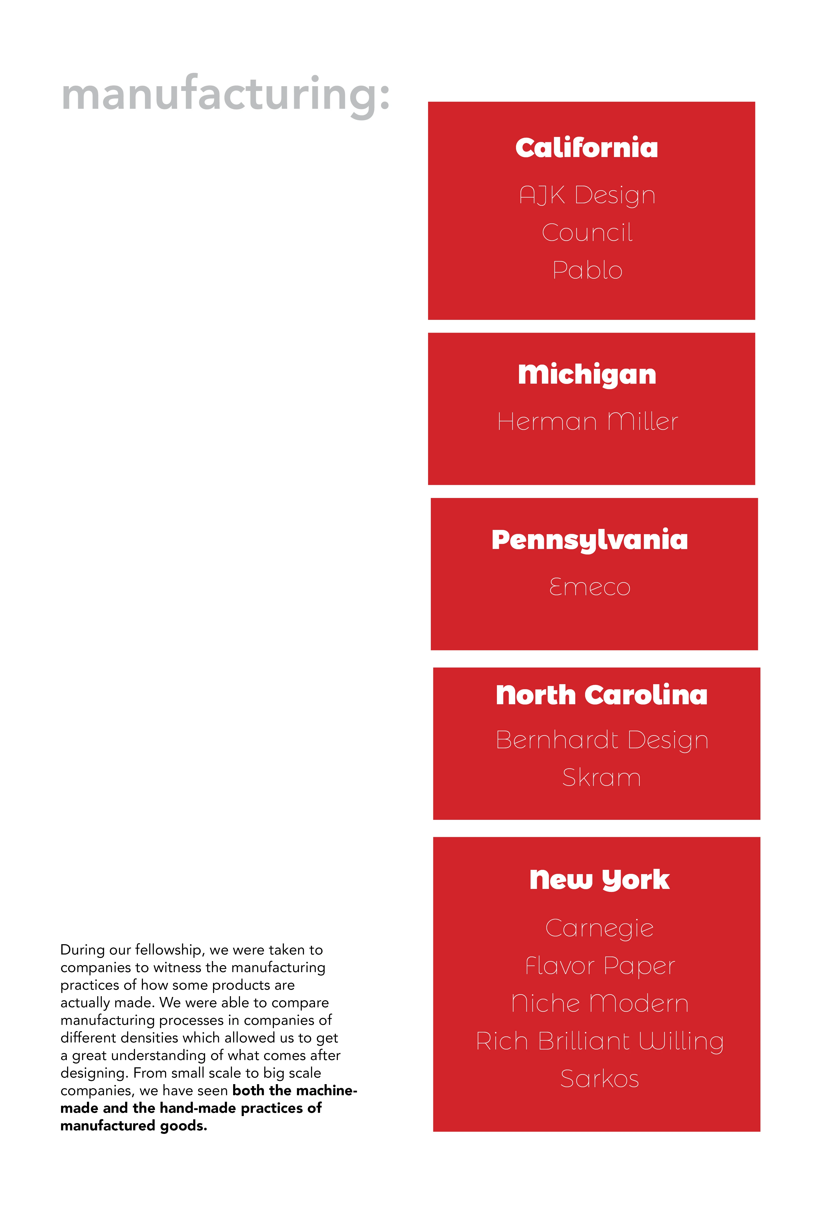 The manufacturing process within the Fellowship and the companies that provide the experience.