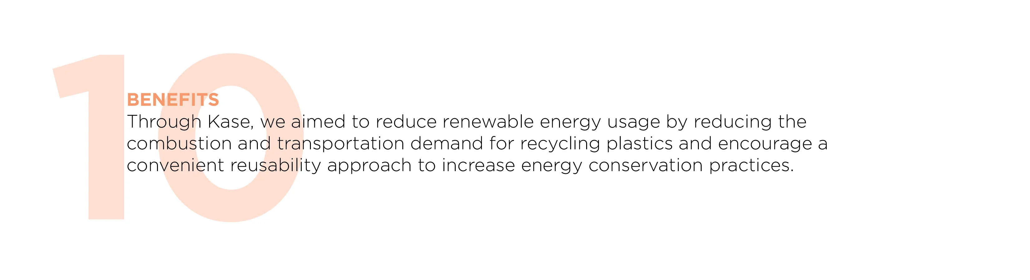 Large number 10 with text about reducing renewable energy usage and recycling.