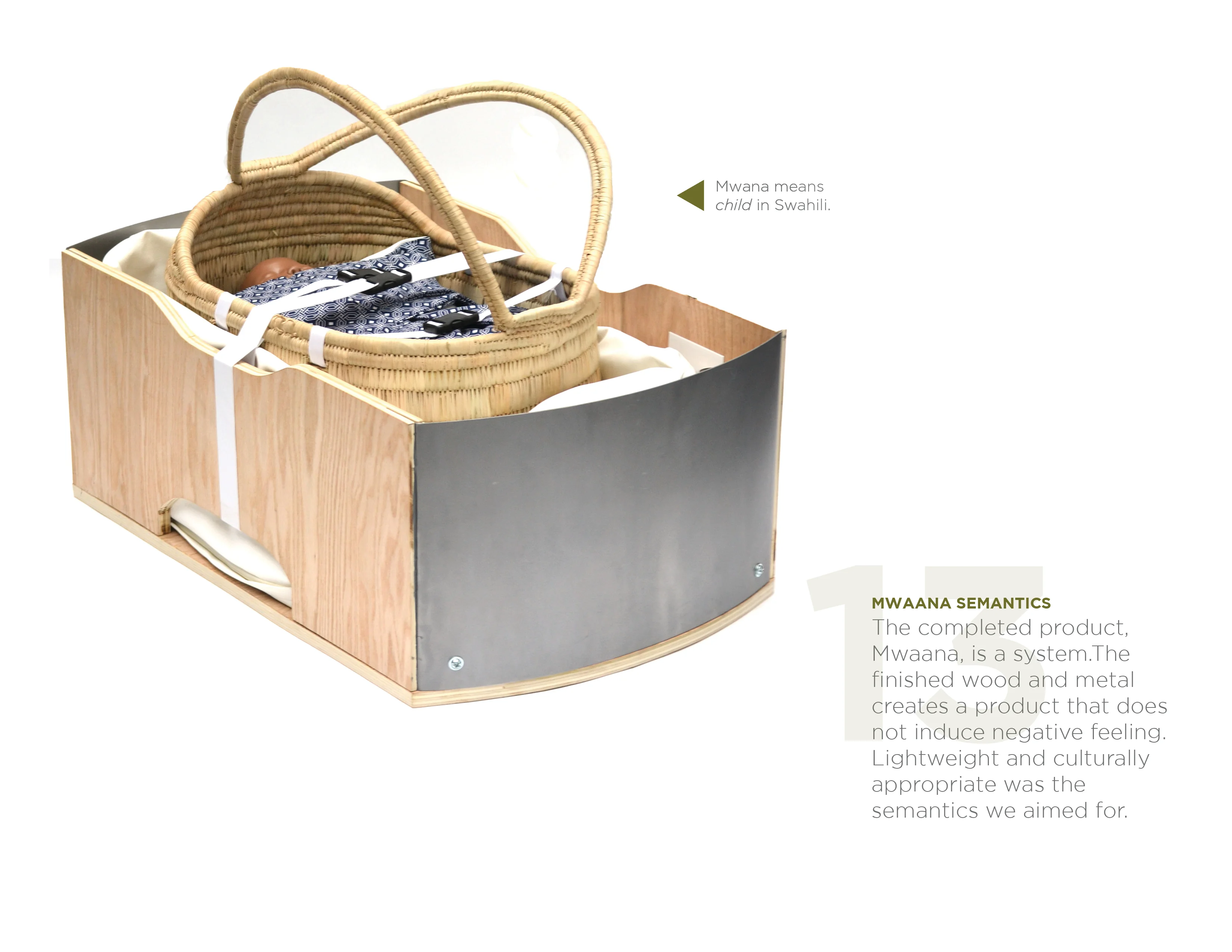 Portable baby bassinet system in a wooden and metal box.